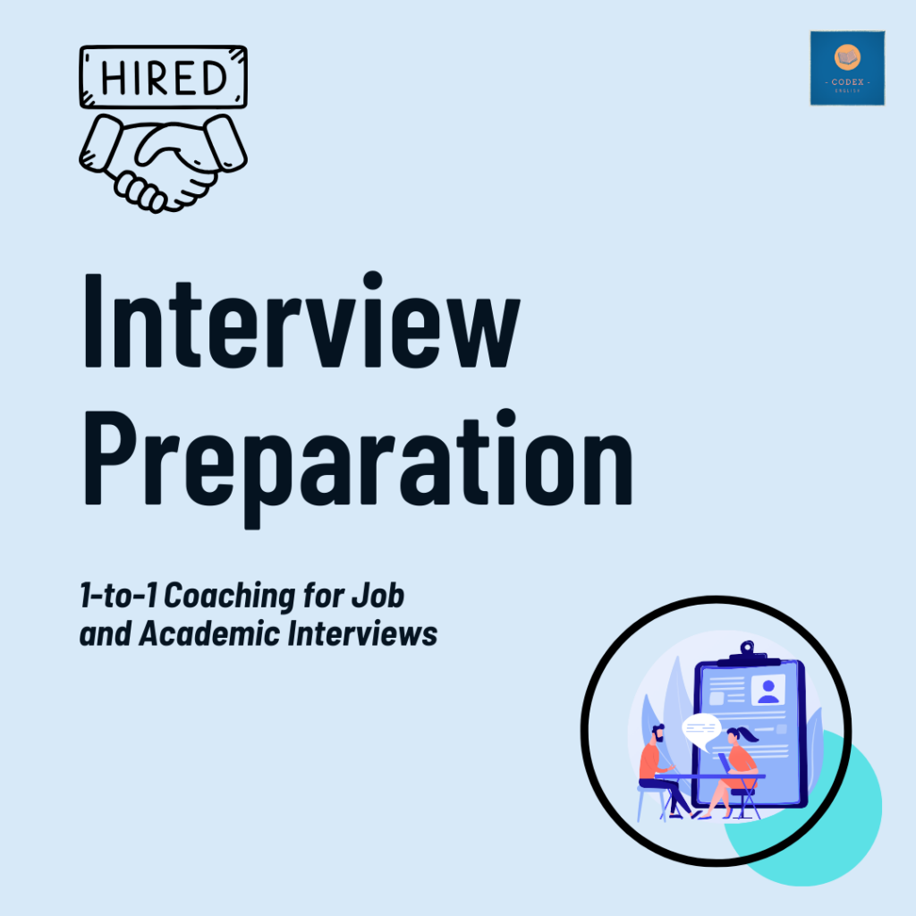 English class and tutoring for job and academic interview preparation – Codex English